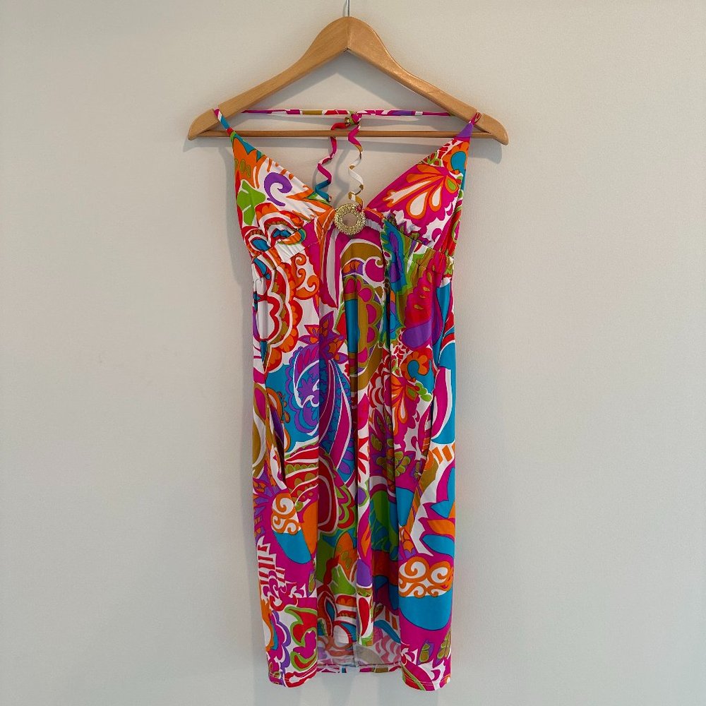 Trina Turk Halter Dress, Size XS, Multi-color